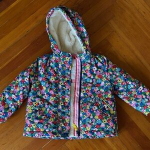 Girls Boden Colorful Floral Puffer Jacket